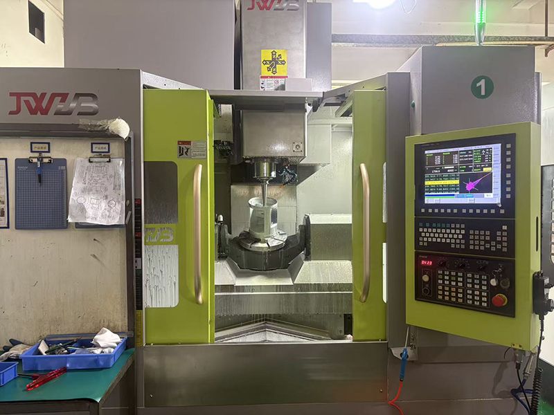 5-axis CNC machining center in operation